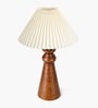 Wooden Baluster Table Lamp with Pleated Shade for Bedroom and Desk lamp