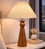 Wooden Baluster Table Lamp with Pleated Shade for Bedroom and Desk lamp