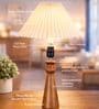 Wooden Baluster Table Lamp with Pleated Shade for Bedroom and Desk lamp