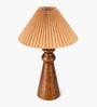 Wooden Baluster Table Lamp with Pleated Shade for Bedroom and Desk lamp