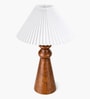 Wooden Baluster Table Lamp with Pleated Shade for Bedroom and Desk lamp
