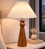 Wooden Baluster Table Lamp with Pleated Shade for Bedroom and Desk lamp
