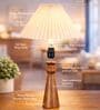 Wooden Baluster Table Lamp with Pleated Shade for Bedroom and Desk lamp