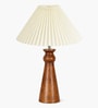 Wooden Baluster Table Lamp with Pleated Shade for Bedroom and Desk lamp