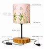 Wooden Base Table Lamp with Nature Printed Fabric Shade