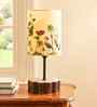Wooden Base Table Lamp with Nature Printed Fabric Shade