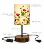 Wooden Base Table Lamp with Nature Printed Fabric Shade