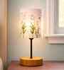 Wooden Base Table Lamp with Nature Printed Fabric Shade