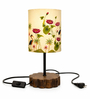 Wooden Base Table Lamp with Nature Printed Fabric Shade