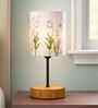 Wooden Base Table Lamp with Nature Printed Fabric Shade