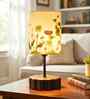 Wooden Base Table Lamp with Nature Printed Fabric Shade