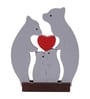 Wooden Bear Family With Heart Decorative Showpiece