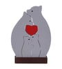 Wooden Bear Family With Heart Decorative Showpiece