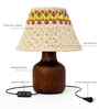 Wooden Bedside Table Lamp with Designer Crochet Shade
