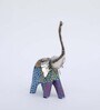 Wooden Blue Handpainted Elephant (Set Of 3) Figurine