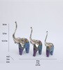Wooden Blue Handpainted Elephant (Set Of 3) Figurine
