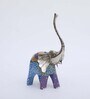 Wooden Blue Handpainted Elephant (Set Of 3) Figurine