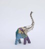 Wooden Blue Handpainted Elephant (Set Of 3) Figurine