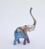 Wooden Blue Handpainted Elephant (Set Of 3) Figurine