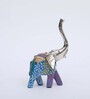 Wooden Blue Handpainted Elephant (Set Of 3) Figurine
