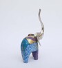 Wooden Blue Handpainted Elephant (Set Of 3) Figurine
