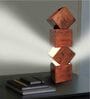 Wooden Box Over The Box Shade Table Lamp With Brown Base