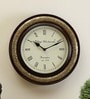 Ornate Wooden Brassfitted Round Wall Clock