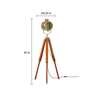 Antique Brass Aluminum & Steel Shade Tripod Floor Lamp With Wood & Metal Base