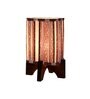 Wooden Brown Base Lamp with pleeted Red Leafyprint Soft Shade