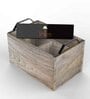 Brown  Mango Wood 4 Compartments Cutlery Holder