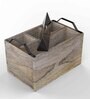 Brown  Mango Wood 4 Compartments Cutlery Holder