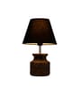 Wooden Carved Lamp with Taper Cotton Black Shade