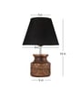 Wooden Carved Lamp with Taper Cotton Black Shade