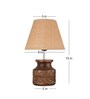 Wooden Carved Lamp with Taper Jute Brown Shade