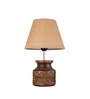 Wooden Carved Lamp with Taper Jute Brown Shade