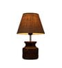 Wooden Carved Lamp with Taper Jute Brown Shade