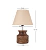 Wooden Carved Lamp with Taper Jute White Shade