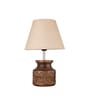 Wooden Carved Lamp with Taper Jute White Shade