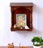 Copper Wood Wall Mounted Mandir Without Door