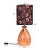 Wooden Dome Table Lamp Black Floral Shade