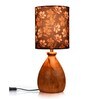 Wooden Dome Table Lamp Black Floral Shade