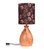 Wooden Dome Table Lamp Black Floral Shade