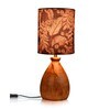 Wooden Dome Table Lamp Blue Leaves Shade