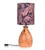 Wooden Dome Table Lamp Blue Leaves Shade