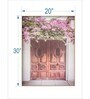 wooden door with blooming bougainvillea