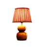 Wooden Double Dome Table Lamp with Pleeted Colorful Pink Taper Shade