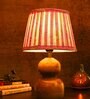 Wooden Double Dome Table Lamp with Pleeted Colorful Pink Taper Shade