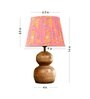 Wooden Double Dome Table Lamp with Pleeted Colorful Pink Taper Shade