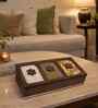 3-Section Wooden Dry Fruit Box With Glass Top