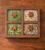 4-Section Wooden Dry Fruit Box With Glass Top